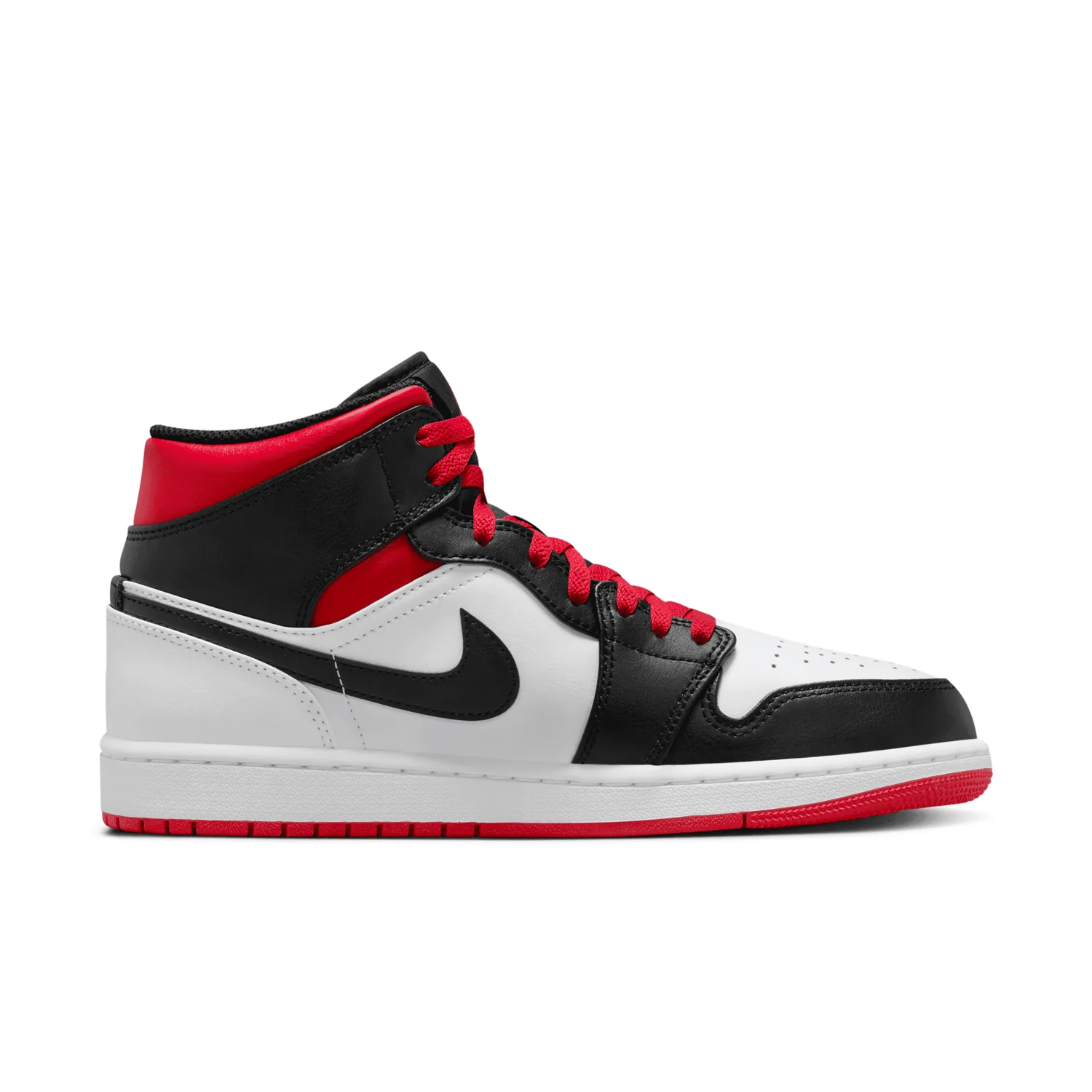 Air Jordan 1 Mid White Gym Red Black image 2