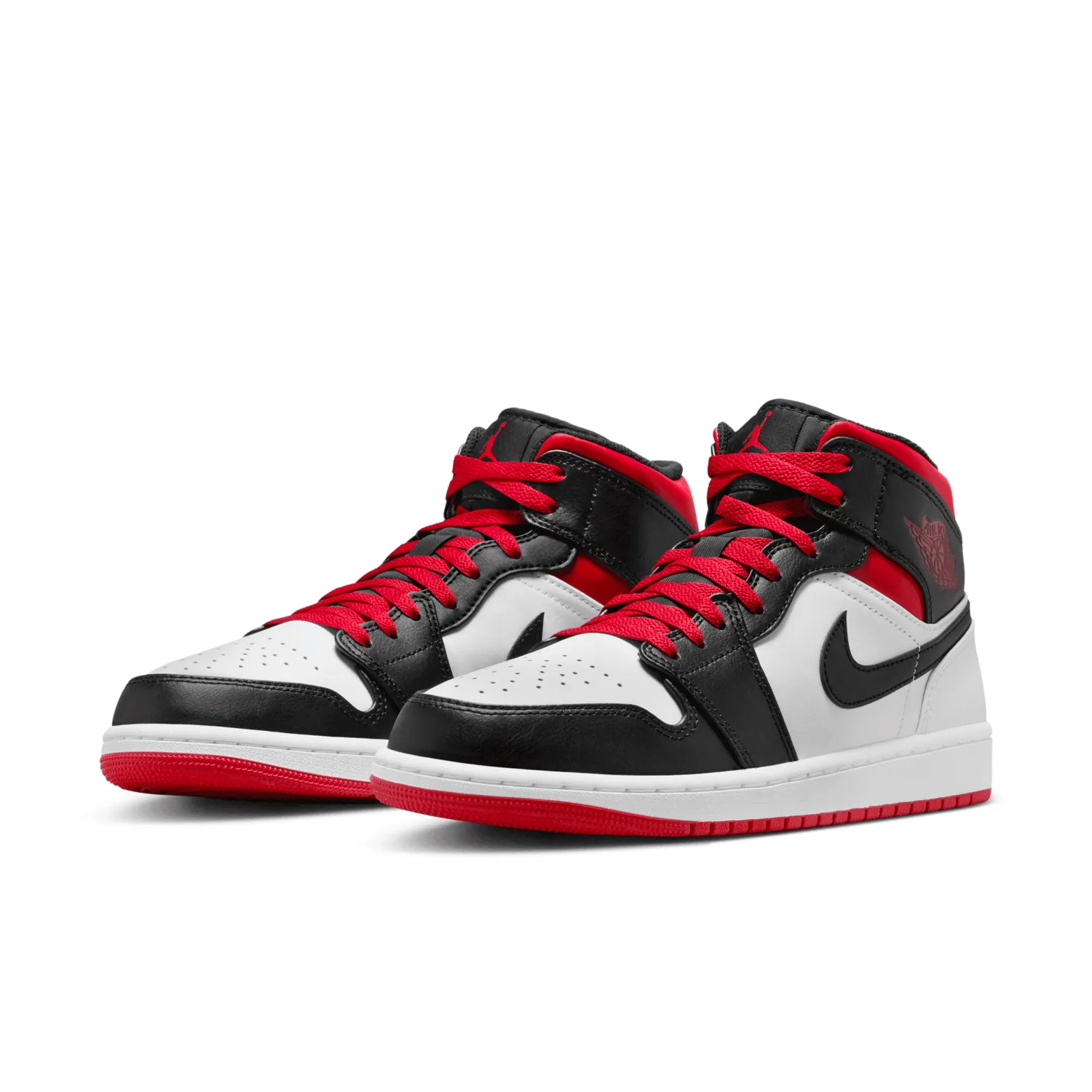 Air Jordan 1 Mid White Gym Red Black image 4