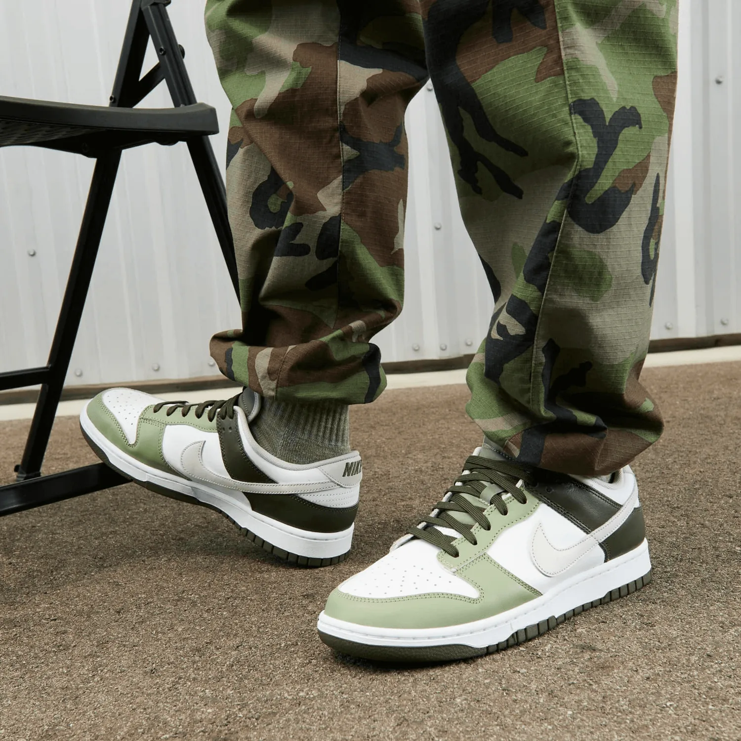 Nike Dunk Low White Oil Green Cargo Khaki image 2