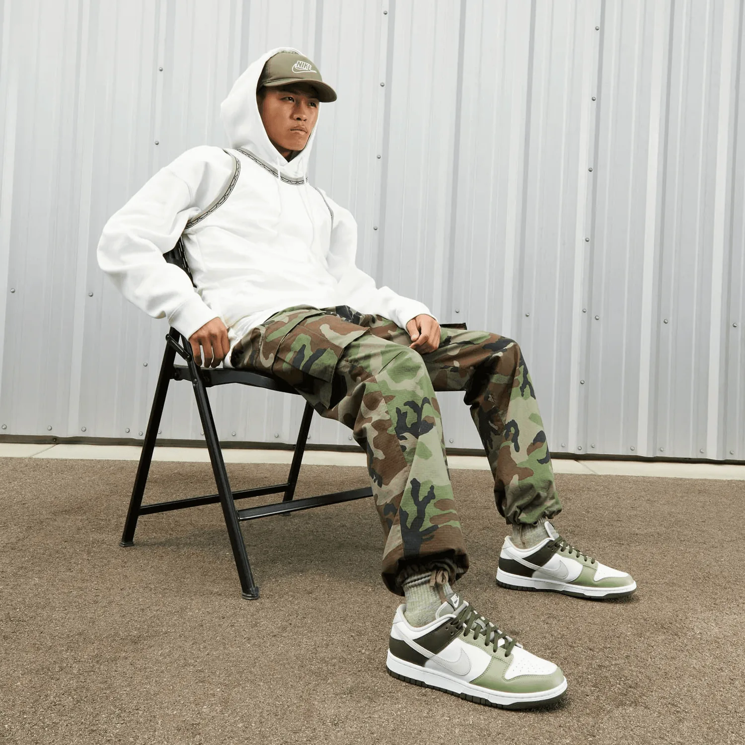 Nike Dunk Low White Oil Green Cargo Khaki image 9