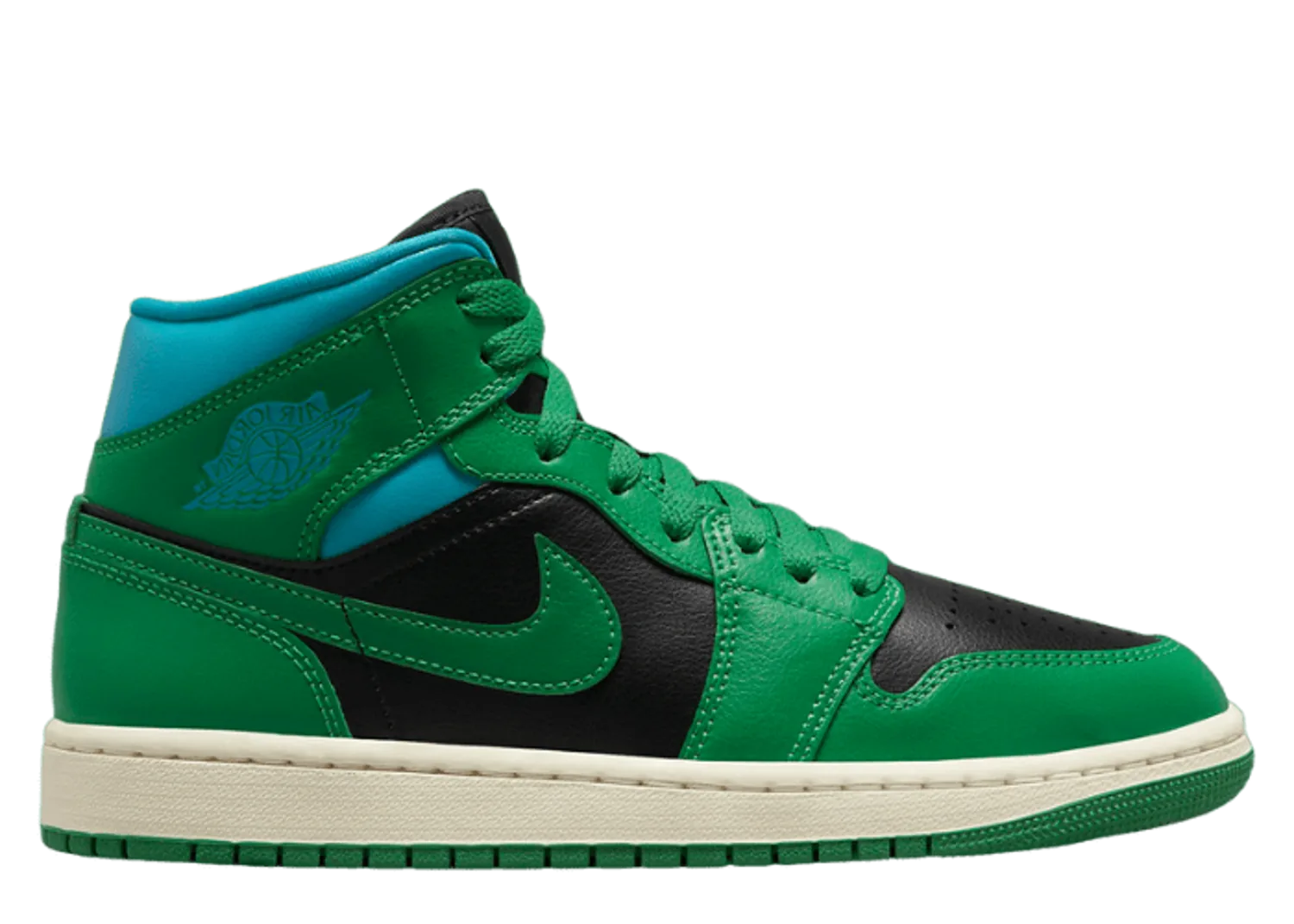 Air Jordan 1 Mid Black Lucky Green Aquatone (W)
