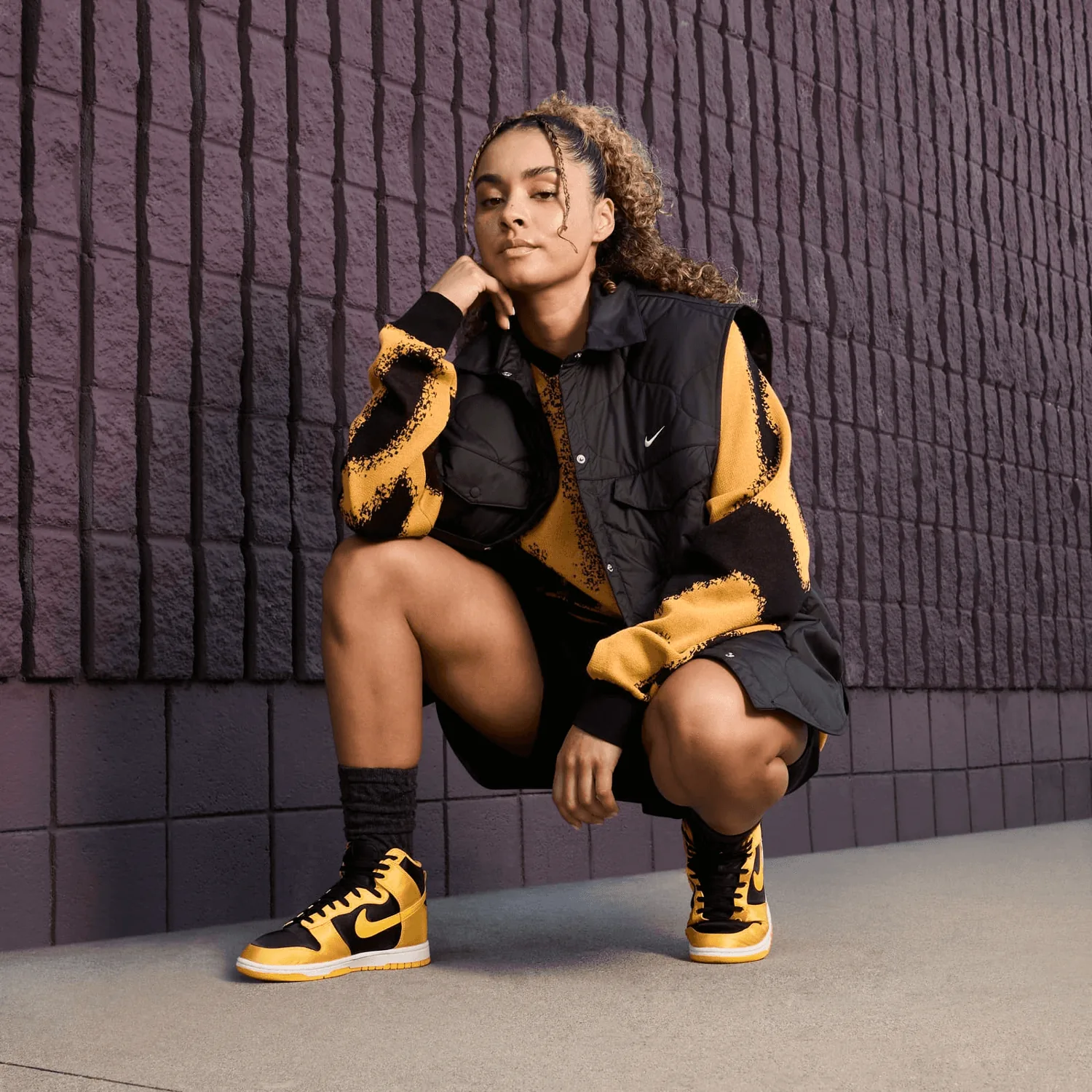 Nike Dunk High Satin Black Varsity Maize (W) image 10